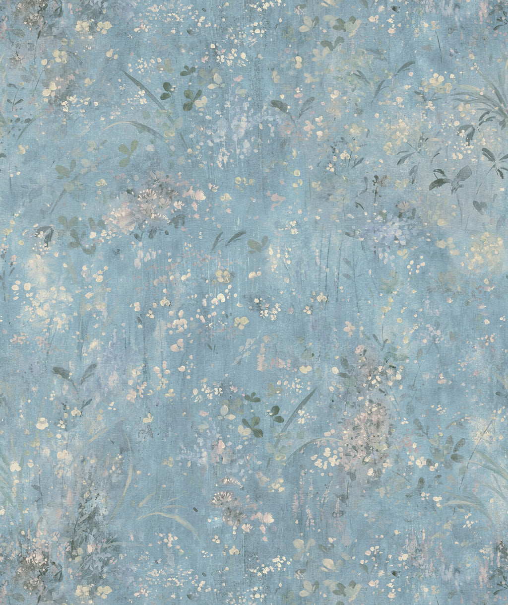 Juni wallpaper by Sandberg – floral design, Light Blue, flat pattern repeat