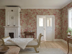 Celeste Mural wall mural by Sandberg – botanical design, Red, styled in a second room setting