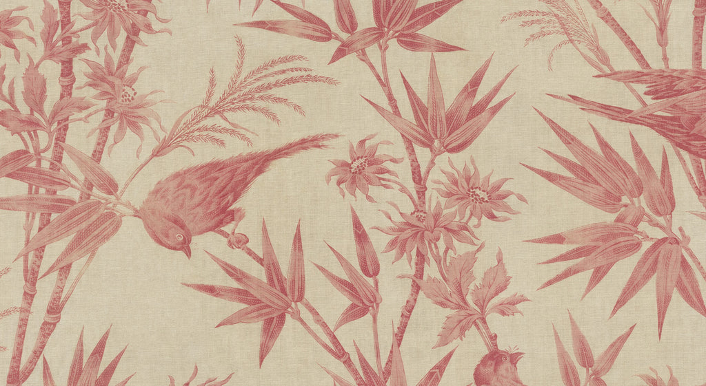 Celeste Mural wall mural by Sandberg – botanical design, Red, flat pattern repeat