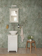 Juni wallpaper by Sandberg – floral design, Sage Green, styled in a second room setting
