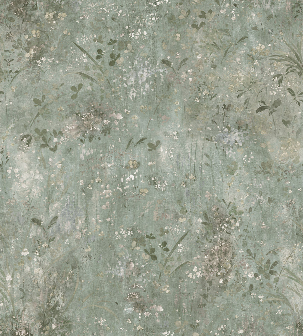 Juni wallpaper by Sandberg – floral design, Sage Green, flat pattern repeat