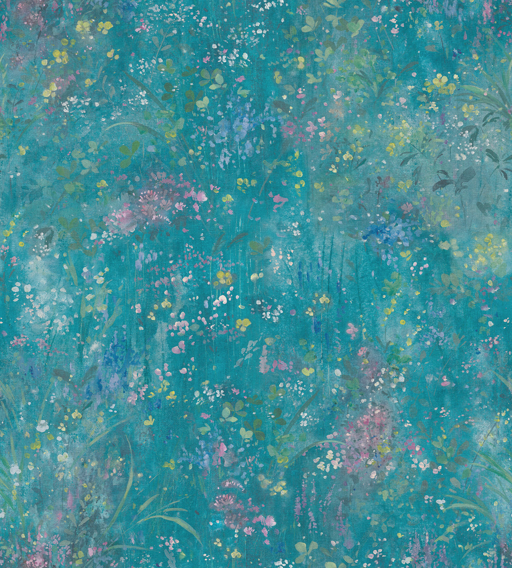 Juni wallpaper by Sandberg – floral design, Teal, flat pattern repeat