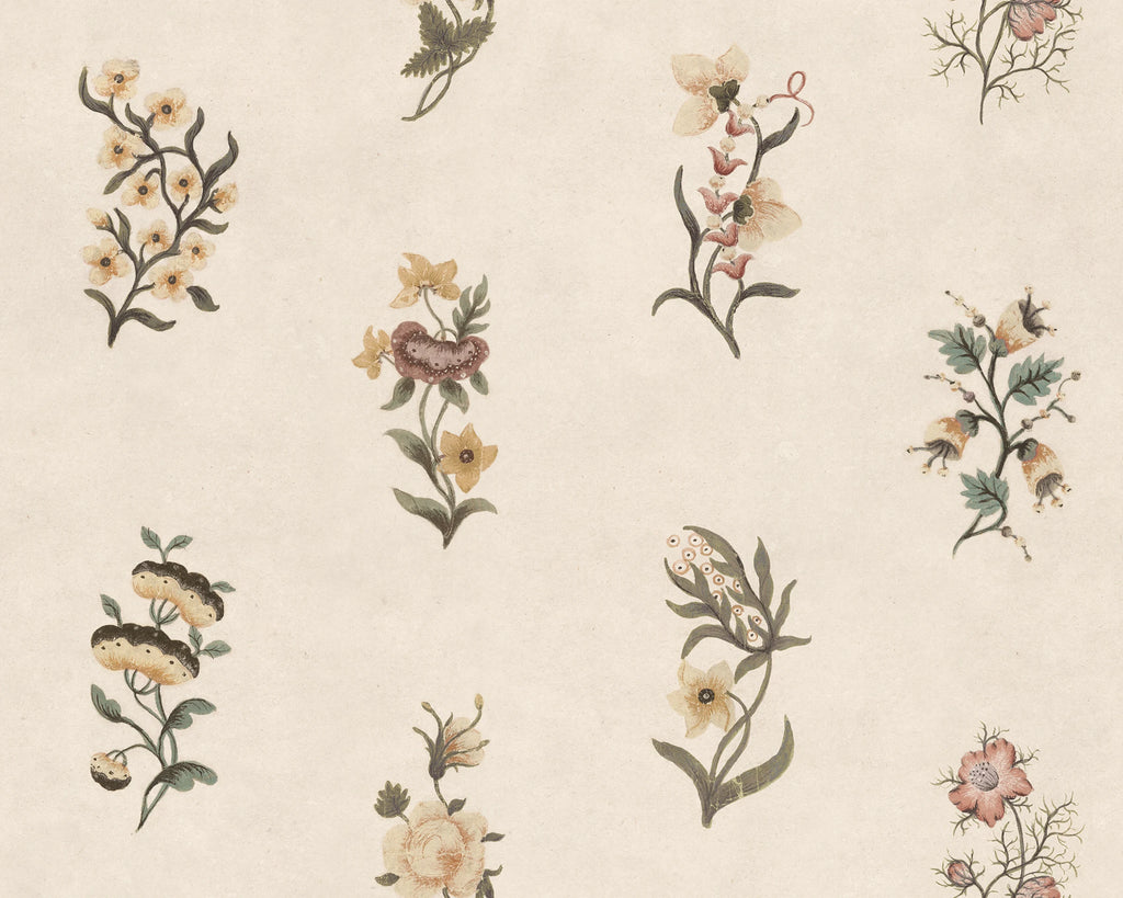 Victoria wallpaper by Sandberg – floral design, Honey, flat pattern repeat