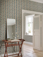 Beatrice wallpaper by Sandberg – floral design, Blue, styled on an interior wall