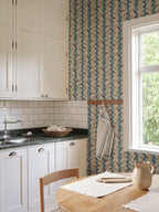 Beatrice wallpaper by Sandberg – floral design, Blue, styled in a second room setting