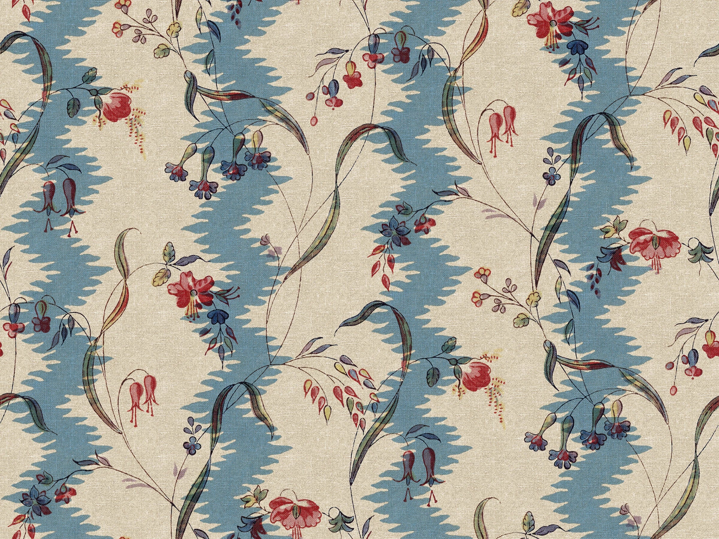 Beatrice wallpaper by Sandberg – floral design, Blue, flat pattern repeat