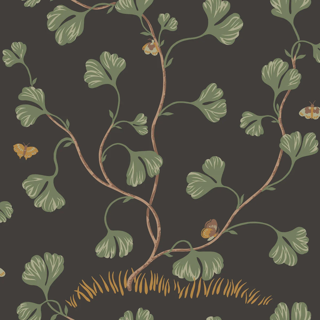 Ebba Charcoal wallpaper by Sandberg – botanical design