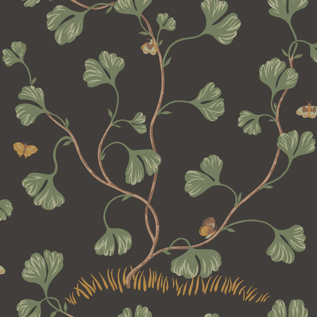 Ebba Charcoal wallpaper by Sandberg – botanical design