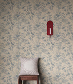 Celeste wallpaper by Sandberg in Indigo Blue, styled on an interior wall