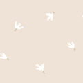 Frida wallpaper by Sandberg, white doves with olive sprigs scattered over a pale cream ground, flat swatch