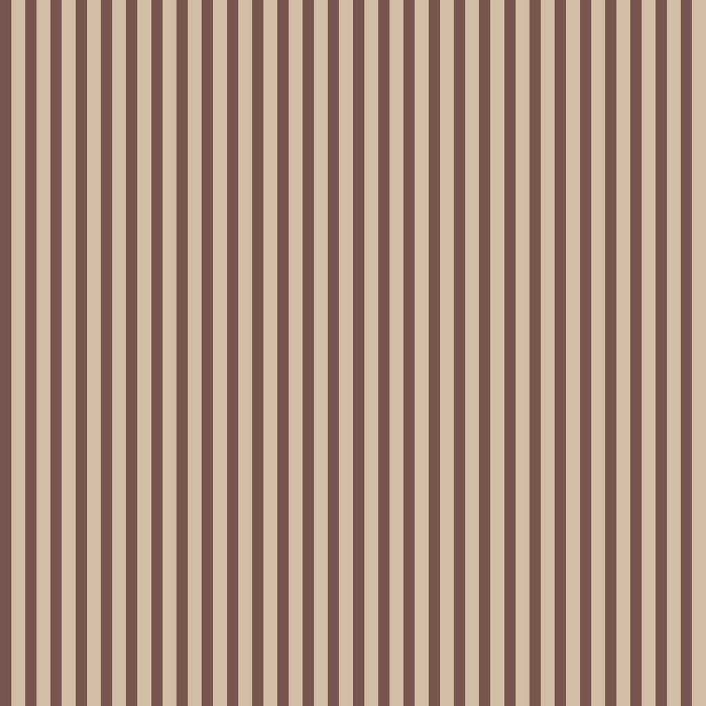 Estelle wallpaper by Sandberg, narrow vertical stripe in warm brown and beige, flat roll swatch