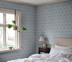 Lilly wallpaper by Sandberg in Light Blue, styled on an interior wall