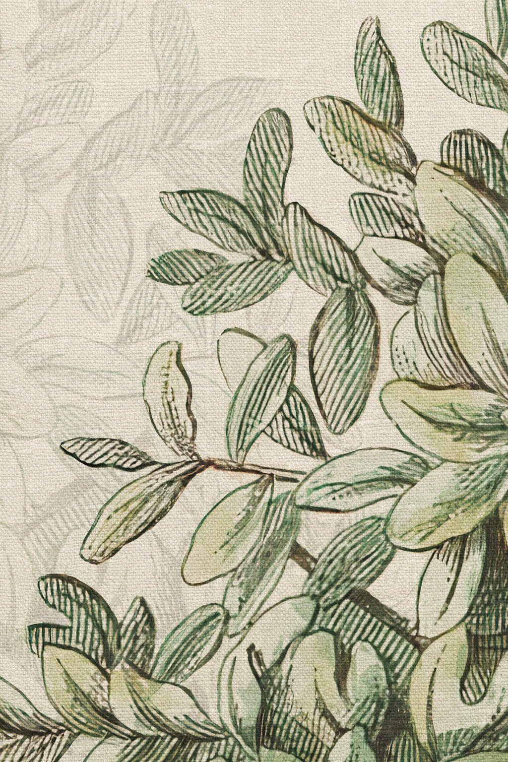 Charles Mural wall mural by Sandberg – forest & woodland design, Green – close-up of the print and texture, view 3