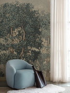 Charles Mural wall mural by Sandberg – forest & woodland design, Blue – styled in a room setting, view 4