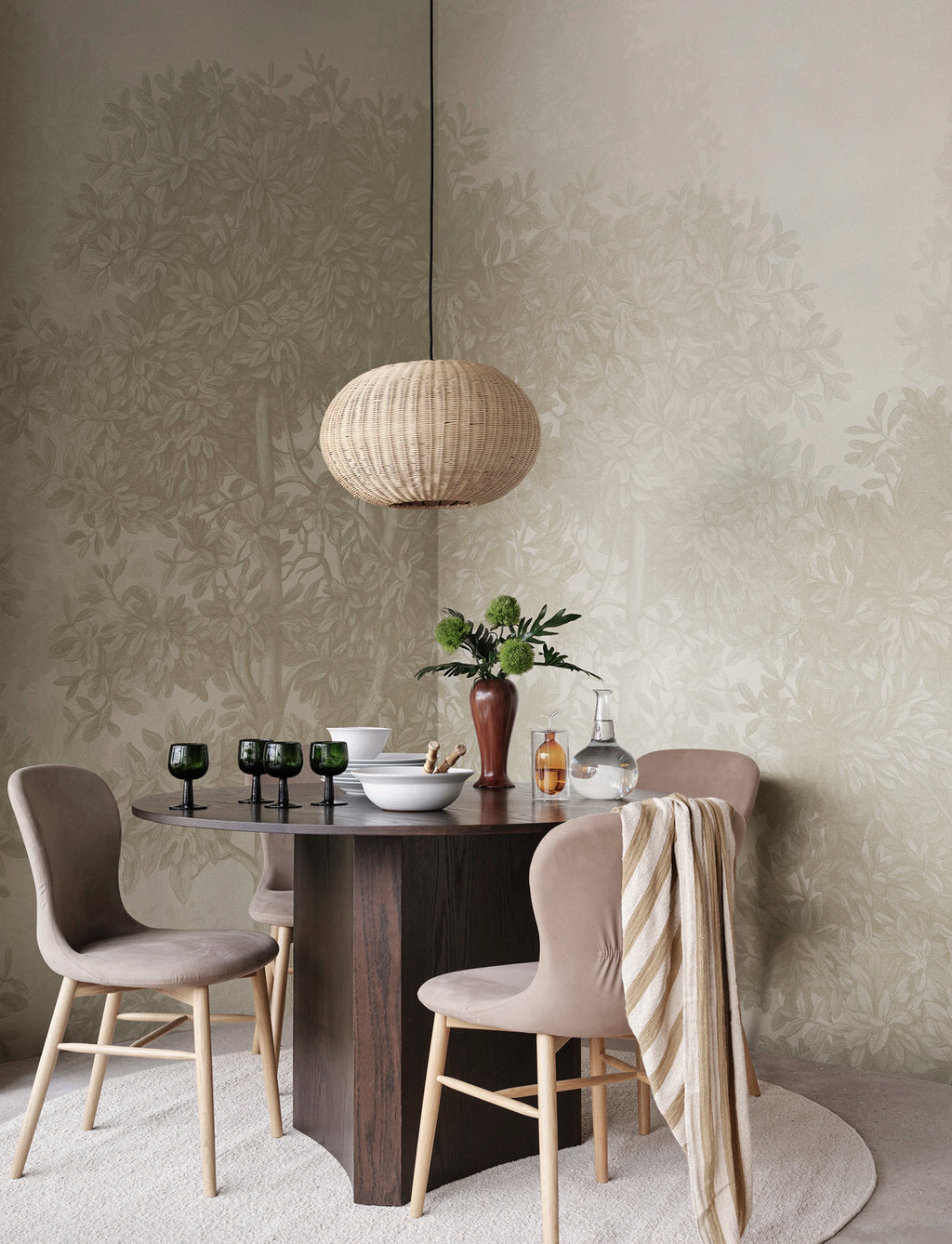Charles Mural wall mural by Sandberg – forest & woodland design, Beige – styled in a room setting