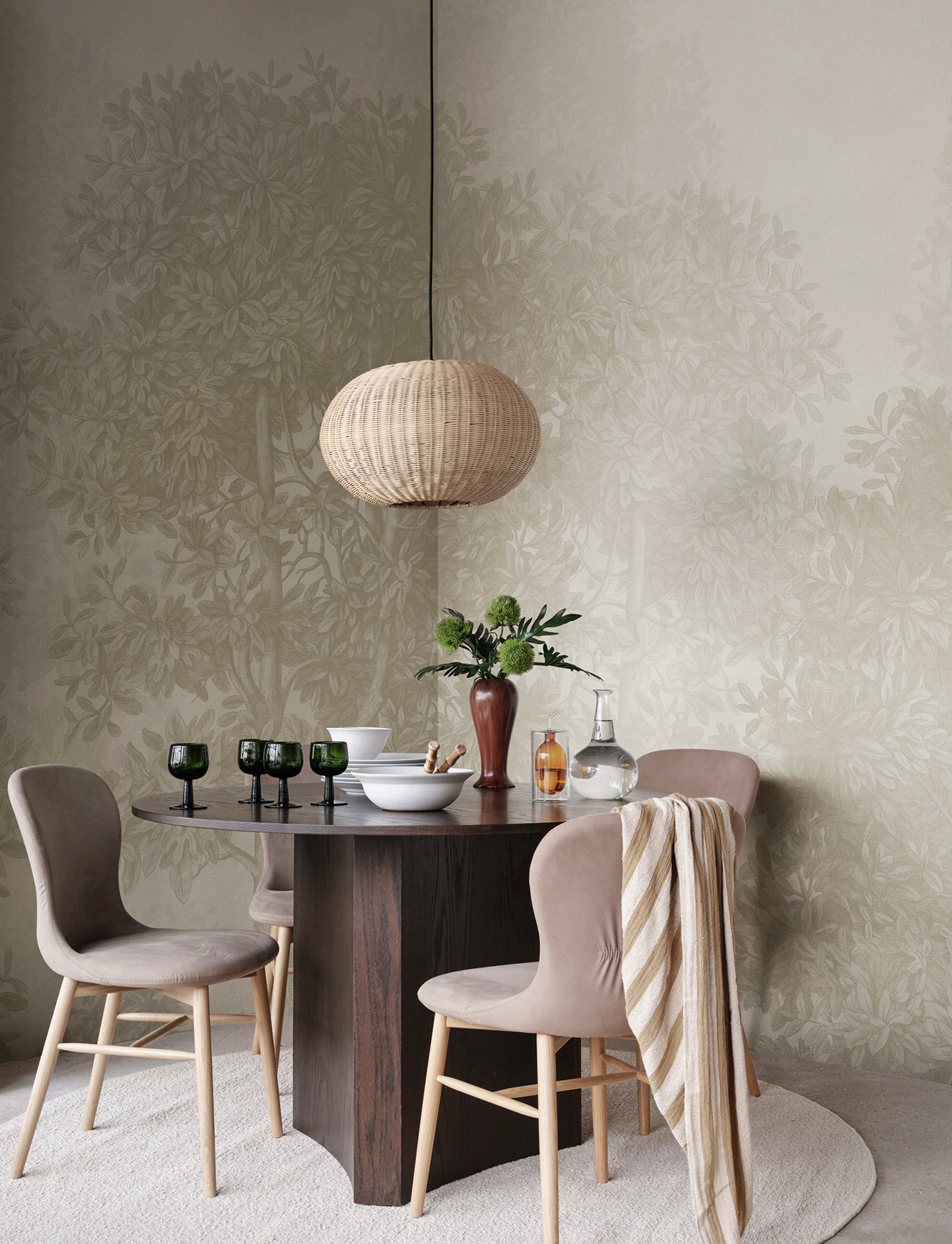 Charles Mural wall mural by Sandberg – forest & woodland design, Beige – styled in a room setting