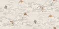 Bonnie & Kites wall mural by Sandberg, pastel kites and parachutes over pale beige clouds, flat swatch