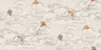 Bonnie & Kites wall mural by Sandberg, pastel kites and parachutes over pale beige clouds, flat swatch
