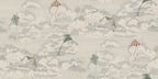 Bonnie & Kites wall mural by Sandberg in muted blue-grey, kites floating among clouds, flat swatch