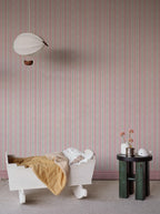 Albin wallpaper by Sandberg – stripe design, Pink – styled in a room setting, view 10