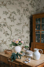 Noah Mural wall mural by Sandberg – botanical design, Beige – Sandstone – styled in a room setting, view 6