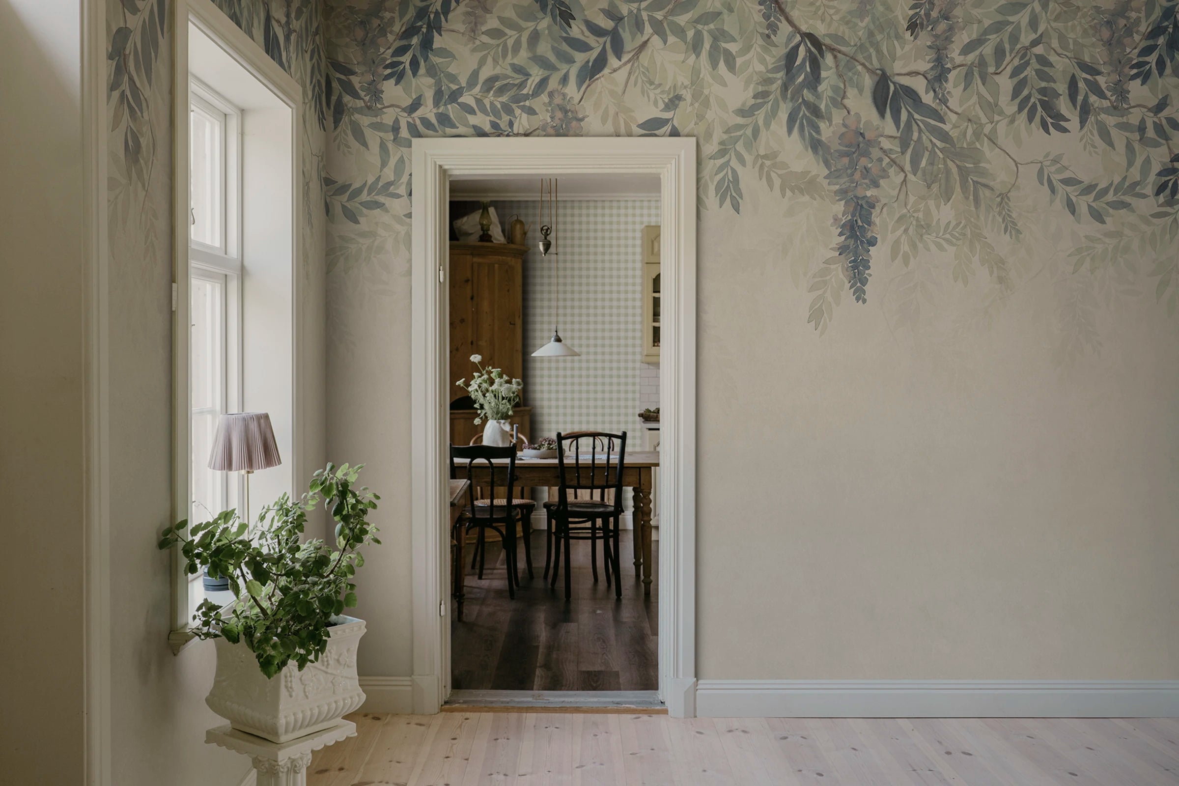 Wisteria wall mural by Sandberg – floral design, Blue