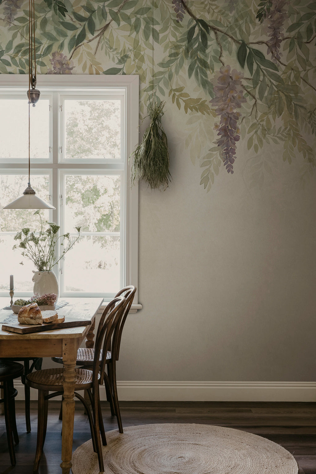 Wisteria wall mural by Sandberg – floral design, Green