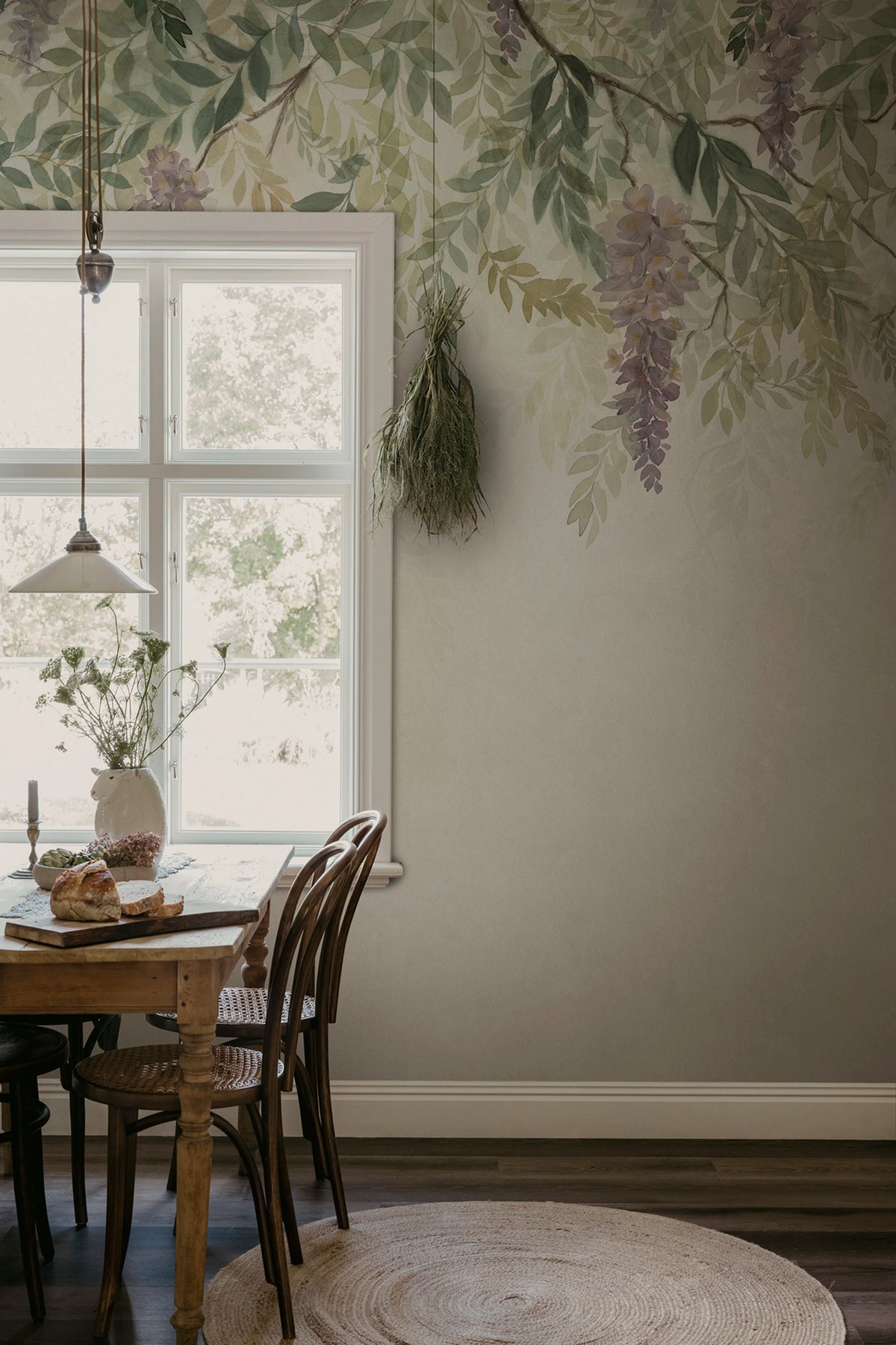 Wisteria wall mural by Sandberg – floral design, Green