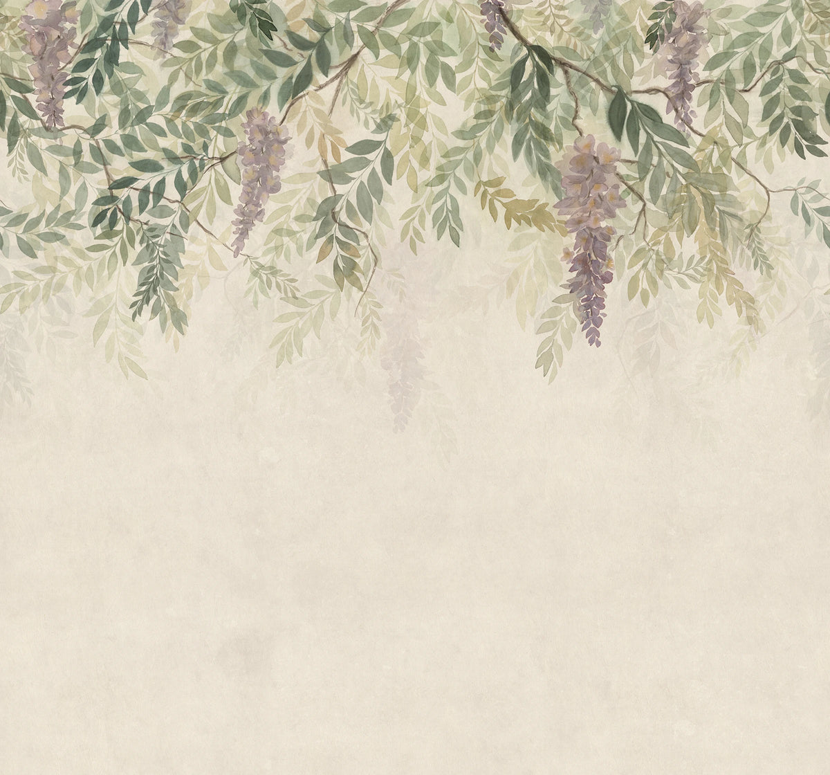 Wisteria wall mural by Sandberg – floral design, Green – flat swatch showing the repeat, view 2