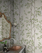 Laura wallpaper by Sandberg – botanical design, Green – styled in a room setting, view 5