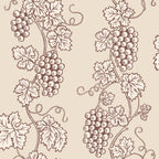 Carla wallpaper by Sandberg, flat swatch of trailing grapevines with grape clusters and leaves in deep red on cream