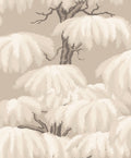 Alba wallpaper by Sandberg, flat swatch of layered weeping willow trees in soft taupe and cream tones