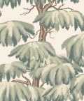 Alba wallpaper by Sandberg, flat swatch of the willow tree design in soft sage green on cream