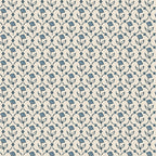 Elena wallpaper by Sandberg, flat swatch of a small trellised ditsy floral in blue on a cream ground