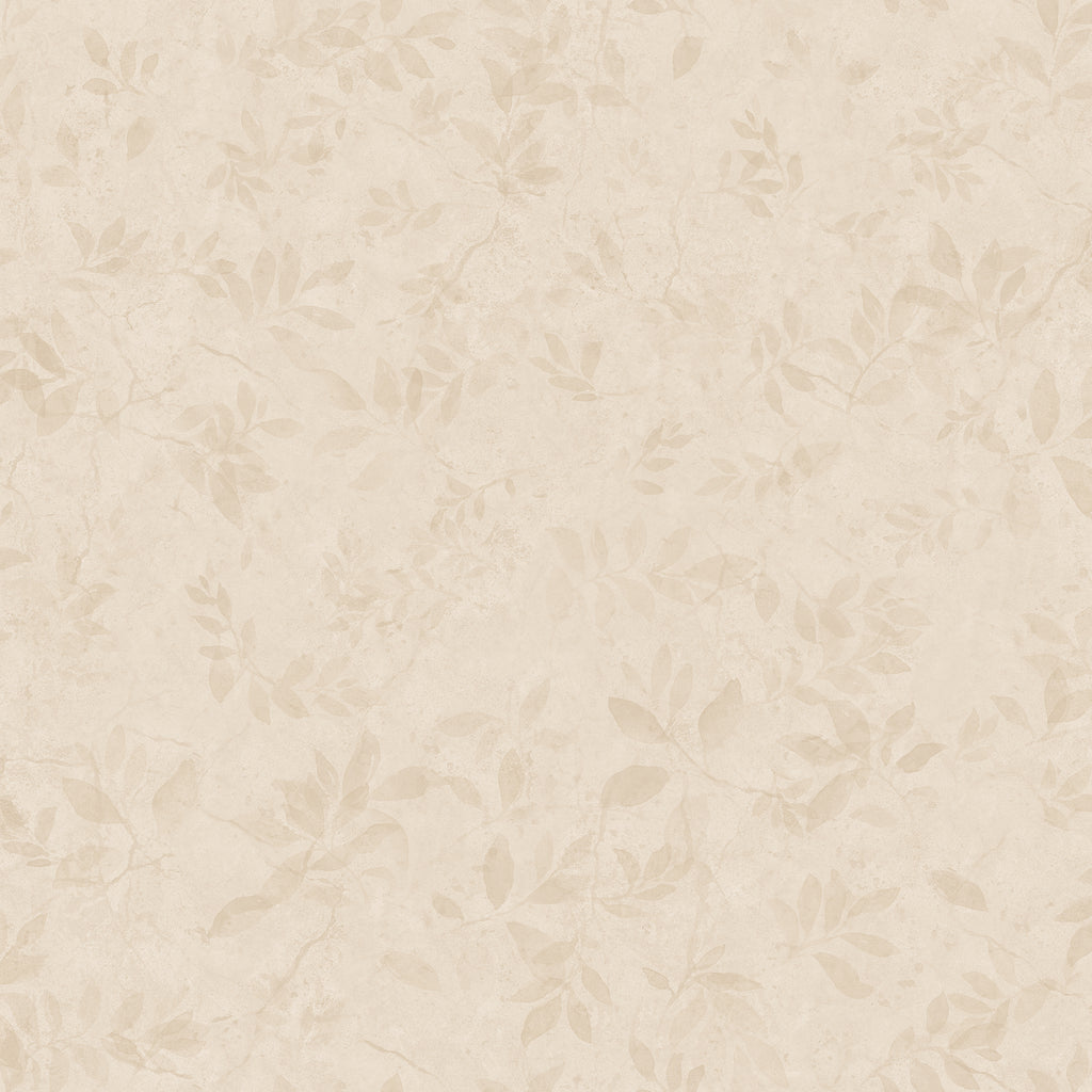 Mila wallpaper by Sandberg, flat swatch of the delicate leaf sprig pattern in soft tonal cream on cream