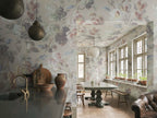 Ines wallpaper by Sandberg – floral design, Beige – styled in a room setting, view 2