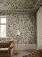 Alexa wallpaper by Sandberg – chinoiserie design, Green – Garden Green – styled in a room setting, view 3