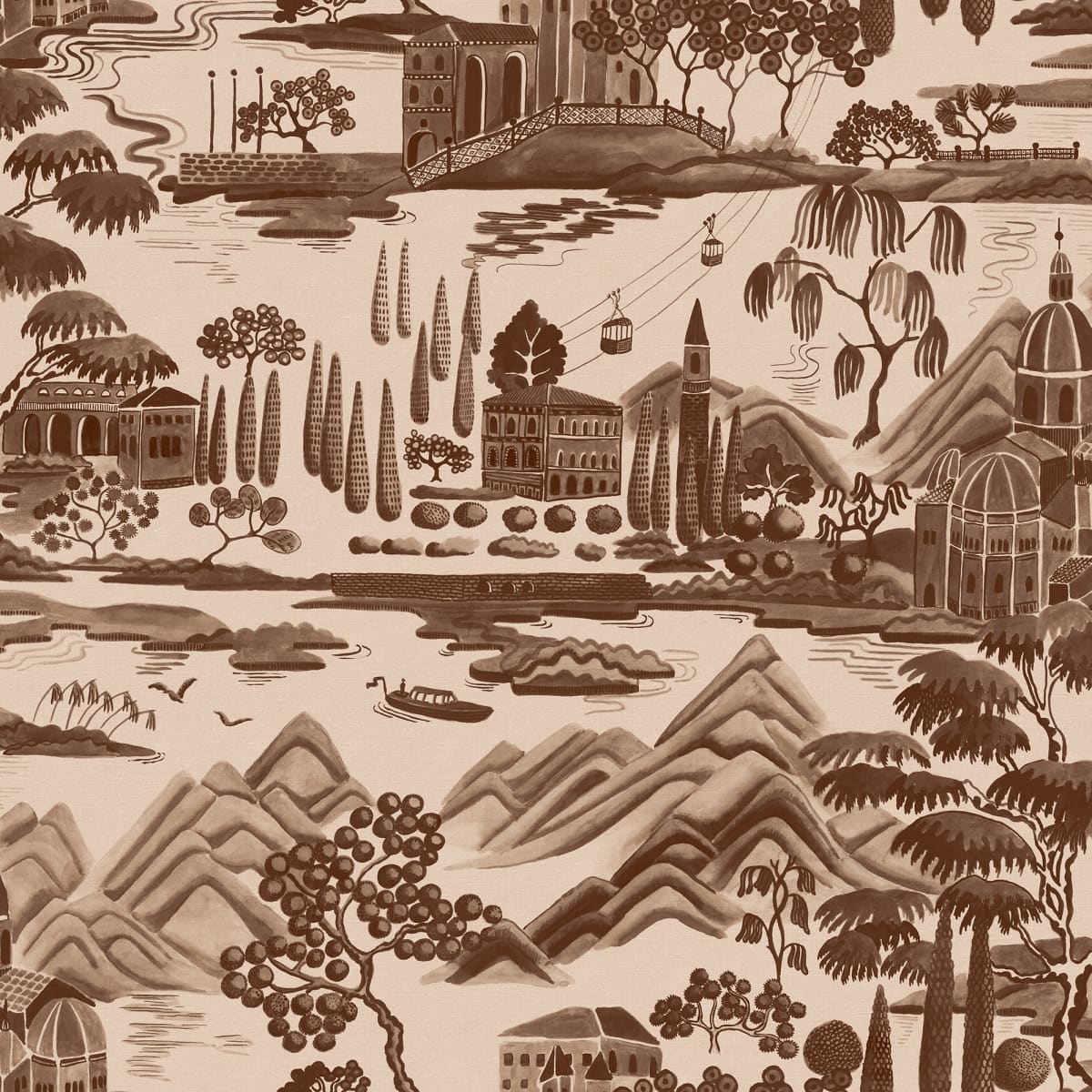 Lake Como Brown wallpaper by Sandberg – botanical design