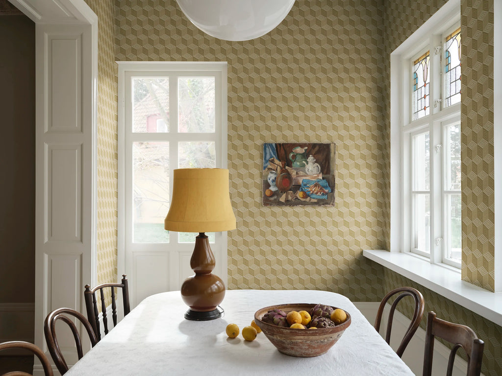 Chiara wallpaper by Sandberg – geometric design, Yellow – Honey