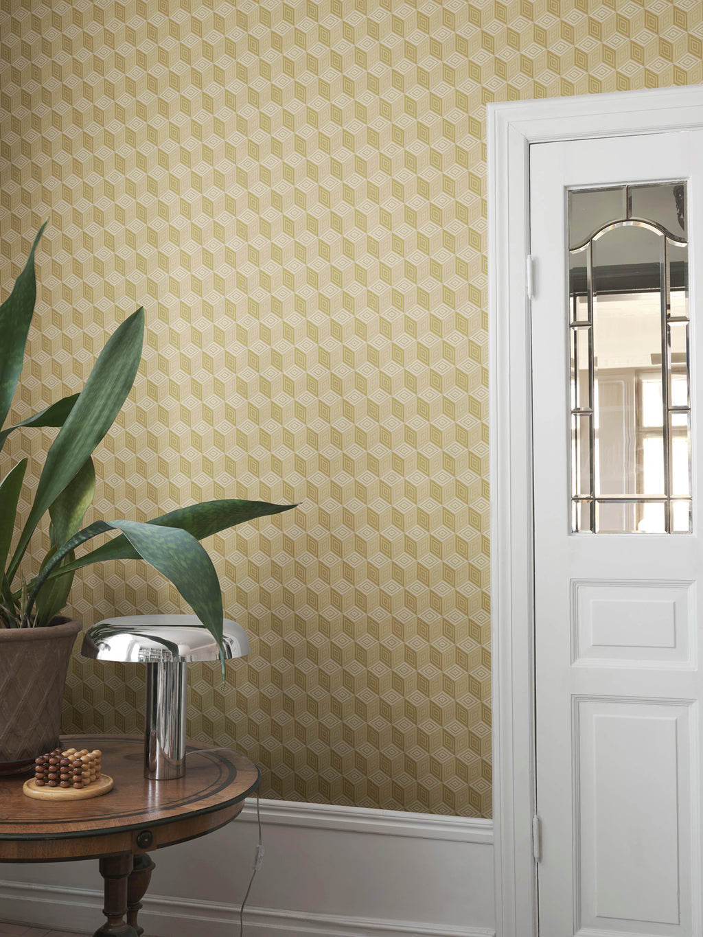 Chiara wallpaper by Sandberg – geometric design, Yellow – Honey