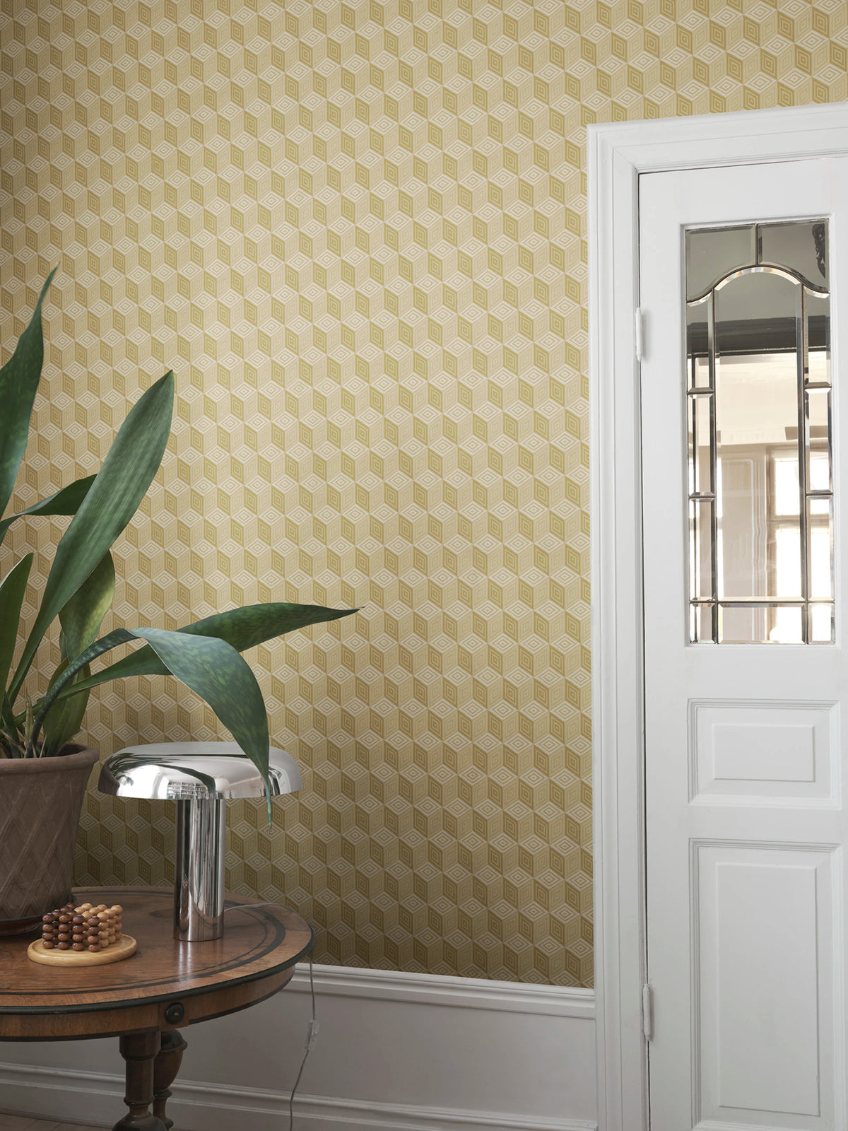 Chiara wallpaper by Sandberg – geometric design, Yellow – Honey