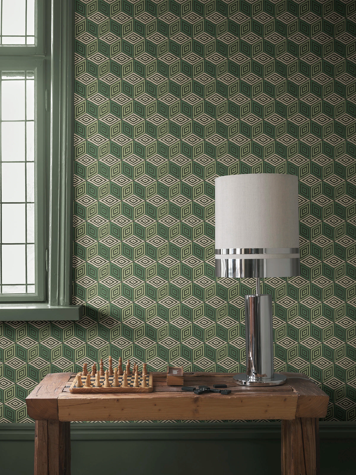Chiara wallpaper by Sandberg – geometric design, Green