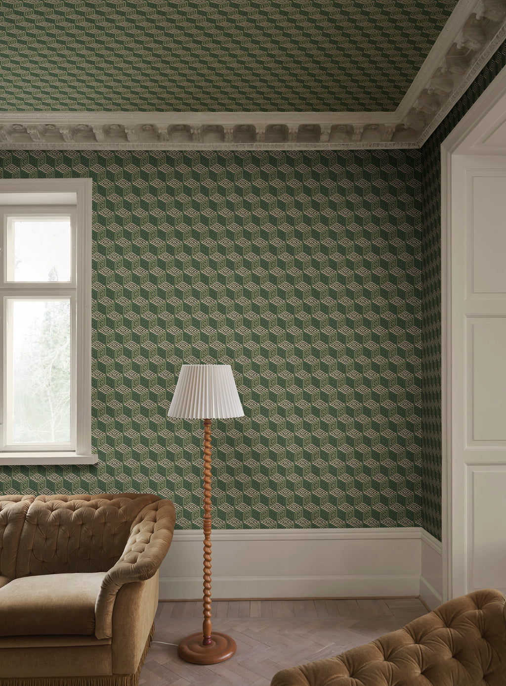Chiara wallpaper by Sandberg – geometric design, Green
