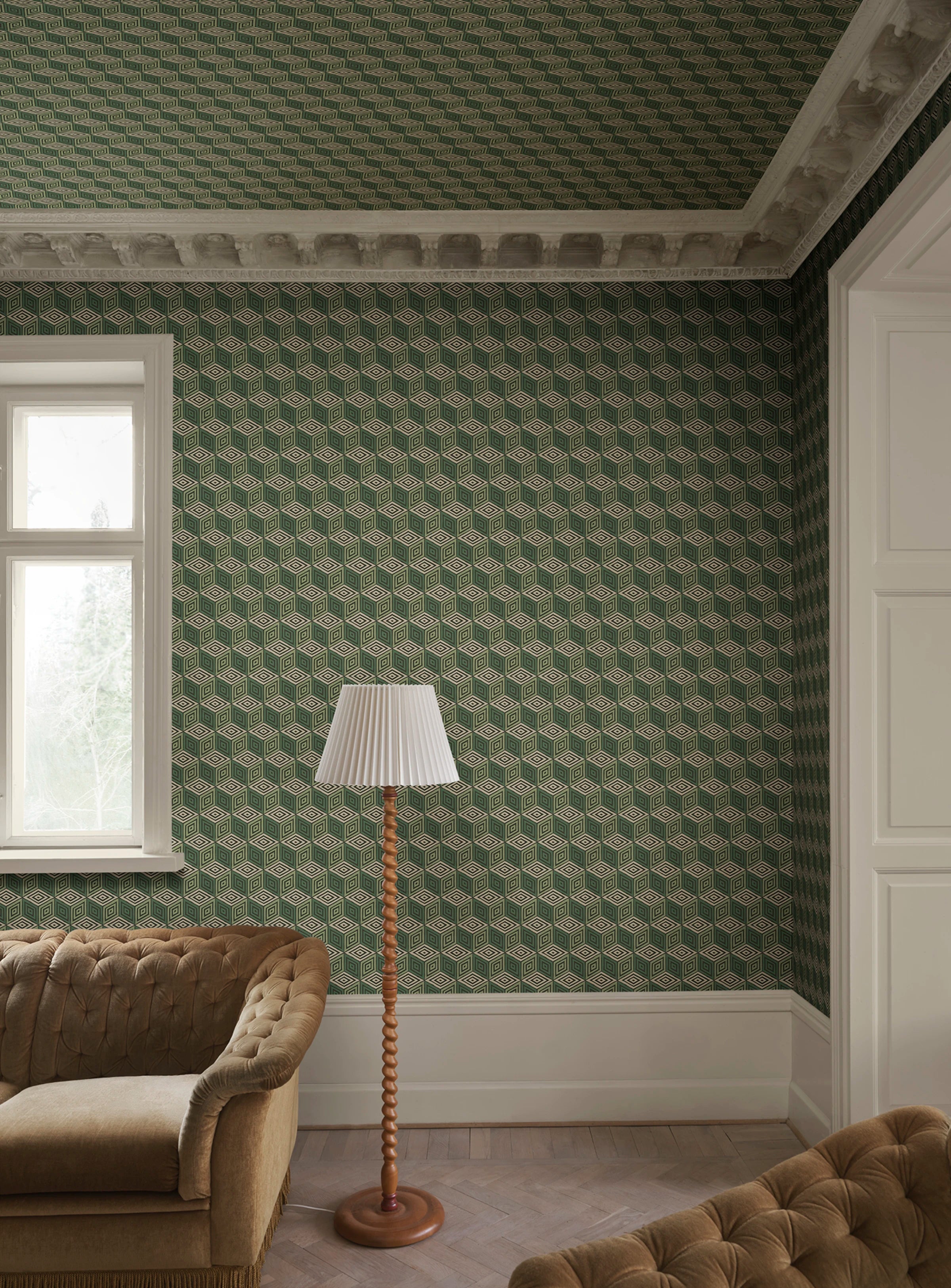 Chiara wallpaper by Sandberg – geometric design, Green