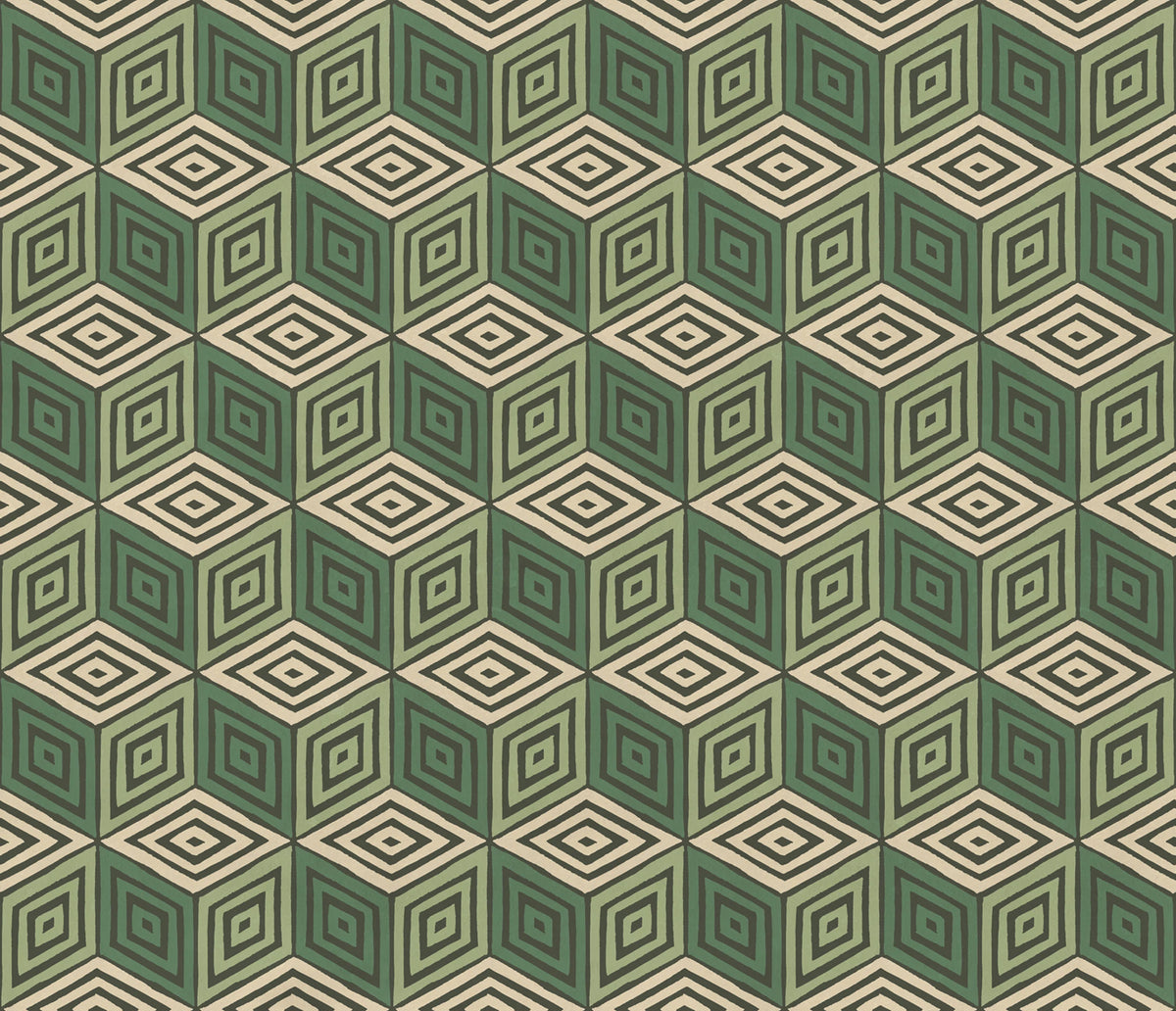 Chiara wallpaper by Sandberg – geometric design, Green