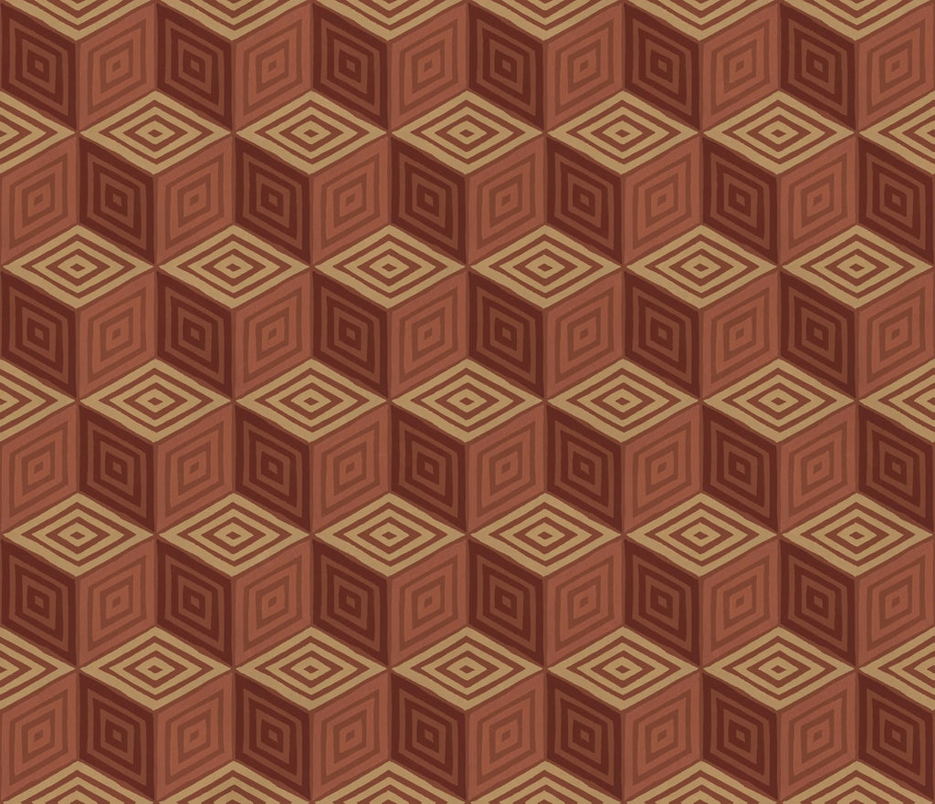 Chiara wallpaper by Sandberg – geometric design, Orange – Terracotta – flat swatch showing the repeat, view 4