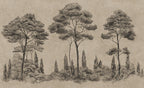 Andrea wall mural by Sandberg – forest & woodland design, Grey – Graphite – styled in a room setting, view 3