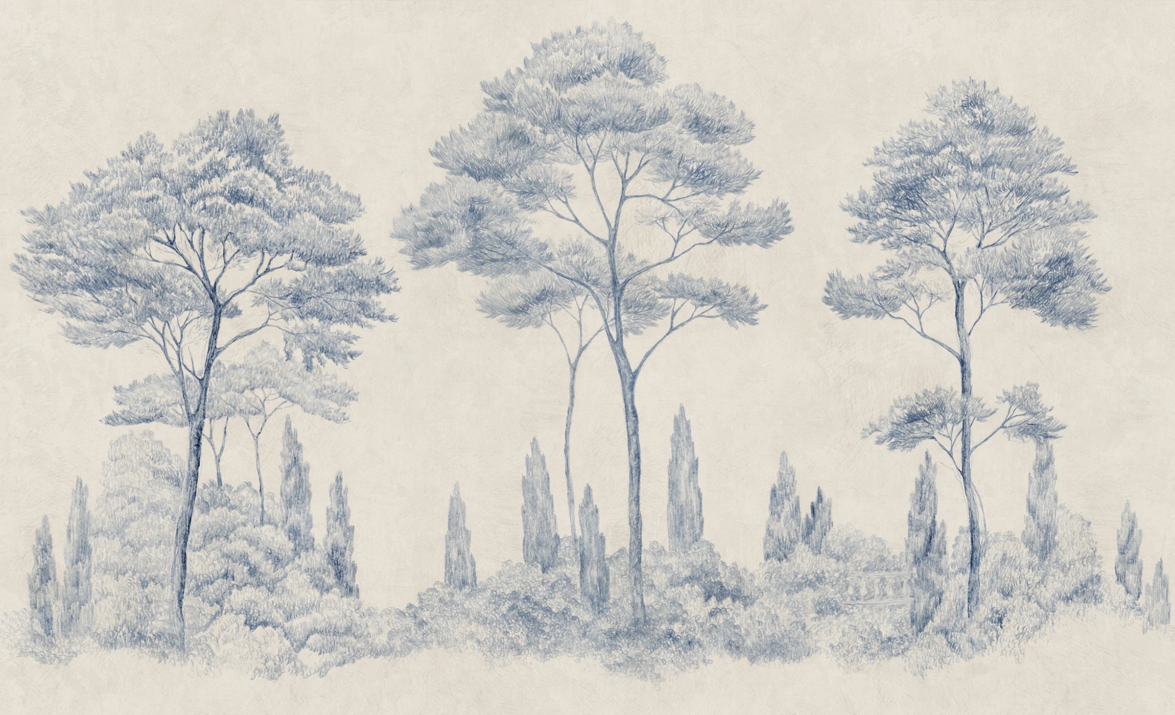 Andrea wall mural by Sandberg – forest & woodland design, Blue – flat swatch showing the repeat