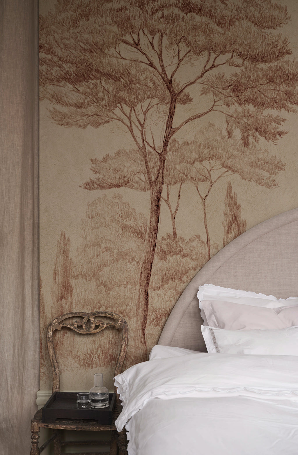 Andrea wall mural by Sandberg – forest & woodland design, Orange – Terracotta – styled in a room setting, view 8