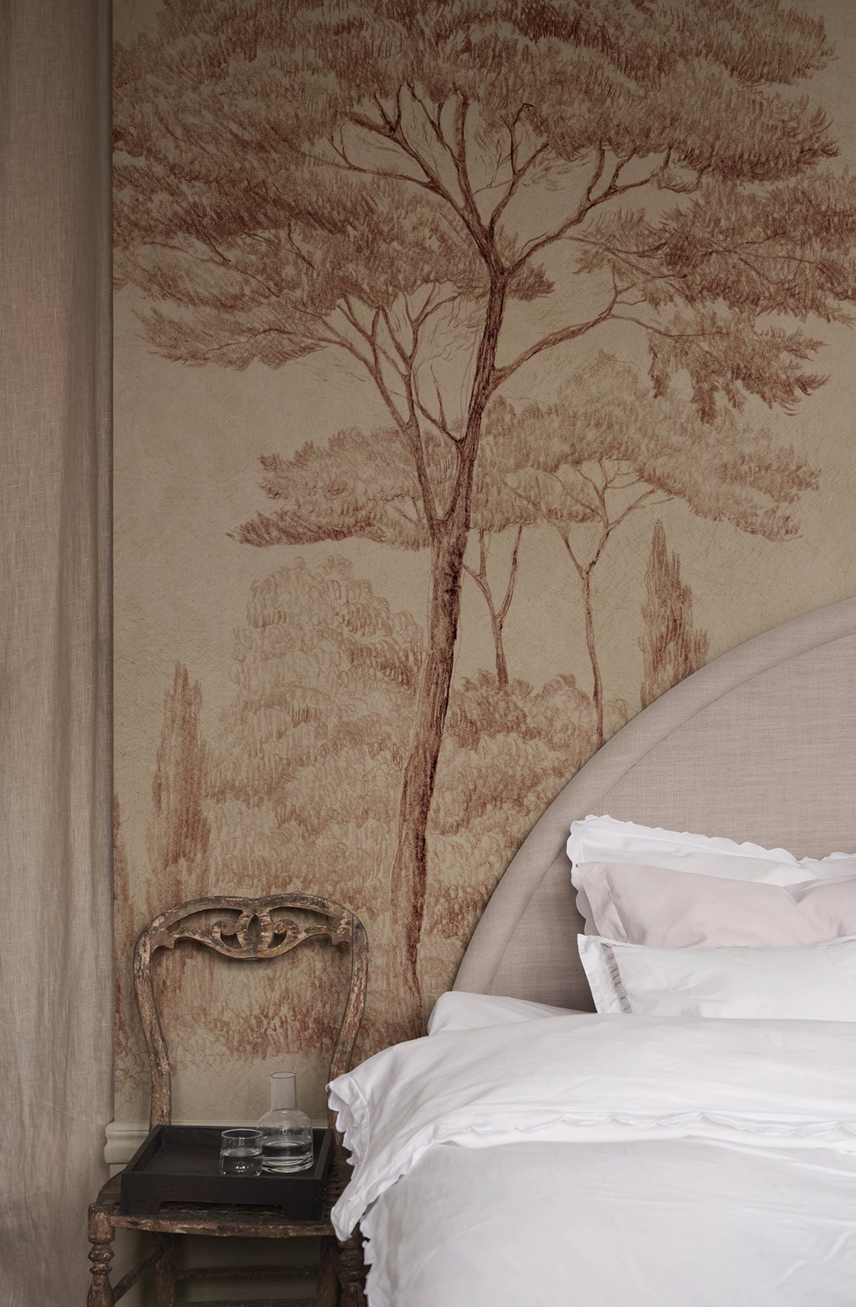 Andrea wall mural by Sandberg – forest & woodland design, Orange – Terracotta – styled in a room setting, view 8